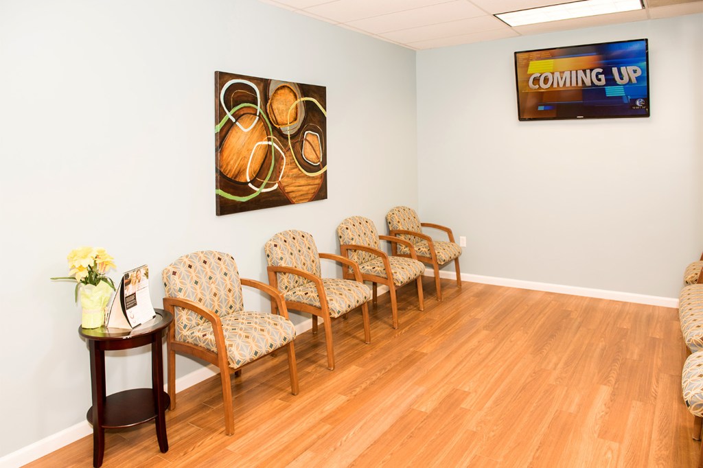 The waiting area of the office